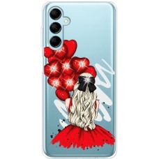 Чохол для Samsung Galaxy M14 (M146) Mixcase зі стразами дівчина з кульками