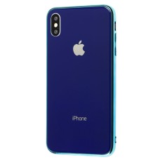 Чохол для iPhone Xs Max силікон-скло синій