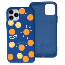 Чохол для iPhone 11 Pro Liquid "апельсин" синій