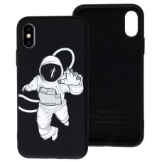 Чохол для iPhone Xs Max Liquid "космонавт" чорний