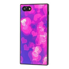 Чохол YCT для iPhone 7/8 прямокутний синій "серця"