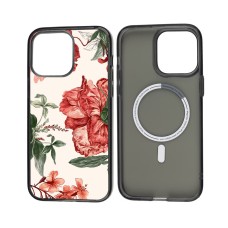 Чохол для iPhone 14 Pro MixCase MagSafe квіти на білому