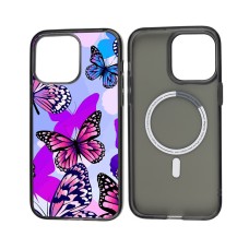 Чохол для iPhone 14 Pro MixCase MagSafe кольорові метелики