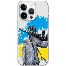 Чохол для iPhone 15 Pro MixCase патріотичні дівчина з автоматом