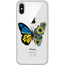 Чохол для iPhone X / Xs MixCase патріотичні жовто-синій метелик