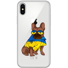 Чохол для iPhone X / Xs MixCase патріотичні мопс в жовто-синіх кольорах