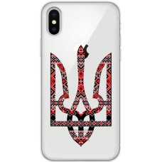 Чохол для iPhone X / Xs MixCase патріотичні тризуб з червоно-чорним орнаментом