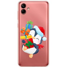 Чохол для Samsung Galaxy A04 (A045) MixCase Новий рік пінгвін з подарунками