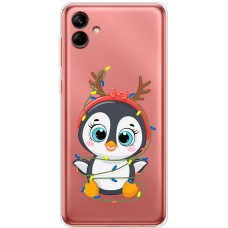 Чохол для Samsung Galaxy A04 (A045) MixCase Новий рік пінгвін у гірлянді