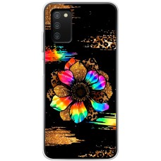 Чохол для Samsung Galaxy A03s (A037) MixCase Леопард райдужна квітка