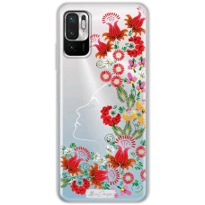 Чохол для Xiaomi Redmi Note 10 5G / Poco M3 Pro Mixcase квіти дама в квітковий розпис