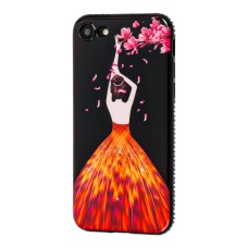 Чохол Magic Girl для iPhone 7/8 пелюстки зі стразами чорний