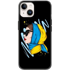 Чохол для iPhone 15 MixCase патріотичні дівчина в жовто-синій хустці 