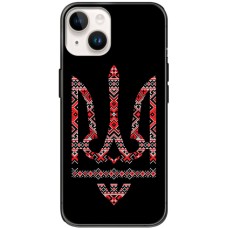 Чохол для iPhone 15 MixCase патріотичні тризуб з червоно-чорним орнаментом