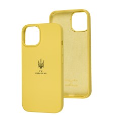 Чохол для iPhone 14 Silicone Full Тризуб жовтий