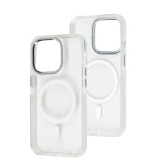 Чохол для iPhone 14 Pro Colorful Metal Frame MagSafe silver