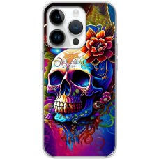 Чохол для iPhone 15 Pro MixCase асорті череп у квітах