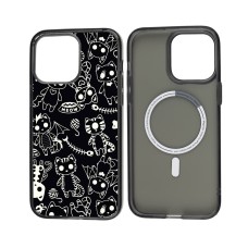 Чохол для iPhone 14 Pro Max MixCase MagSafe мультяшні летючі коти