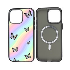 Чохол для iPhone 14 Pro Max MixCase MagSafe веселка з метеликами