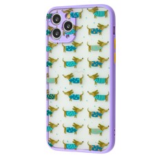 Чохол для iPhone 11 Pro Wave Cartoon dachshund / light purple