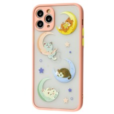 Чохол для iPhone 11 Pro Wave Cartoon cats on the moon / peach