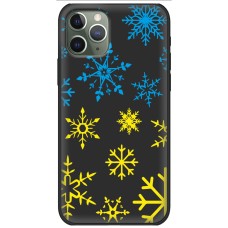 Чохол для iPhone 11 Pro Max MixCase Новий рік синьо-жовті сніжинки