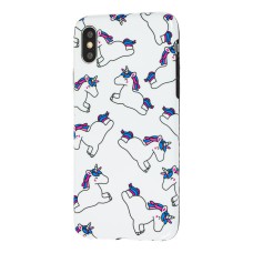Чохол IMD для iPhone X / Xs Glossy білий одноріжки
