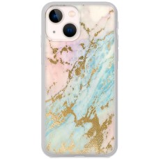 Чохол для iPhone 13 mini MixCase мармур рожево-бірюзовий