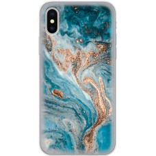 Чохол для iPhone X / Xs MixCase бірюзовий мармур з позолотою