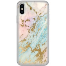Чохол для iPhone Xs Max MixCase мармур рожево-бірюзовий