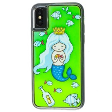 Чохол Neon пісок для iPhone X / Xs помаранчевий зелений "русалка"