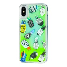 Чохол для iPhone X / Xs "Neon пісок" зелений "ананас"
