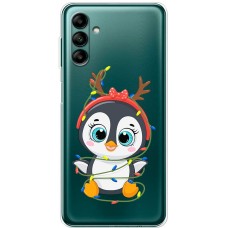 Чохол для Samsung Galaxy A04S (A047) MixCase Новий рік пінгвін у гірлянді