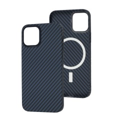 Чохол для iPhone 12/12 Pro Carbon MagSafe blue