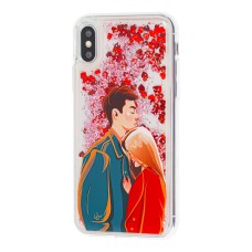 Чохол для iPhone X блискітки вода "girl and boy forever"