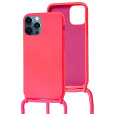 Чохол для iPhone 12 Pro Max Wave Lanyard with logo bright pink