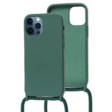 Чохол для iPhone 12 Pro Max Wave Lanyard без logo forest green