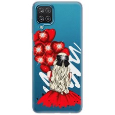 Чохол для Samsung Galaxy A12 / M12 MixCase стрази дівчинка з кульками