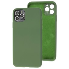 Чохол для iPhone 11 Pro Max Silicone Full camera Lens темно-оливковий