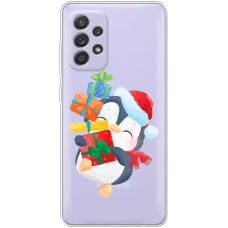 Чохол для Samsung Galaxy A13 (A135) MixCase Новий рік пінгвін з подарунками