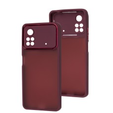 Чохол для Xiaomi  Poco X4 Pro 5G Luxury Metal Lens марсала