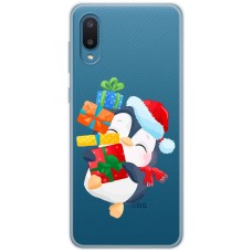 Чохол для Samsung Galaxy A02 (A022) MixCase Новий рік пінгвін з подарунками