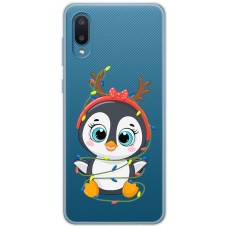 Чохол для Samsung Galaxy A02 (A022) MixCase Новий рік пінгвін у гірлянді