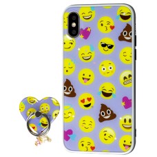 Чохол для iPhone Xs Max блискітки print + popsocket "смайлик"