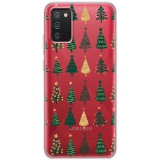 Чохол для Samsung Galaxy A02s (A025) MixCase Новий рік патерн ялинки в ряд