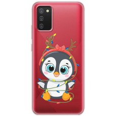 Чохол для Samsung Galaxy A02s (A025) MixCase Новий рік пінгвін у гірлянді