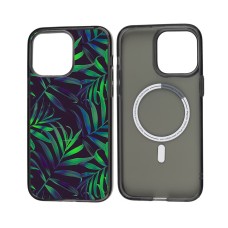 Чохол для iPhone 14 Pro Max MixCase MagSafe зелене листя