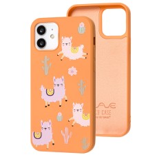 Чохол для iPhone 12 / 12 Pro Wave Fancy funny llamas / peach