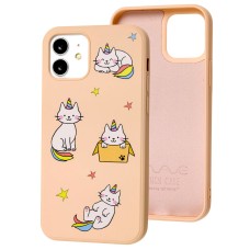 Чохол для iPhone 12 / 12 Pro Wave Fancy rainbow cat / pink sand