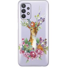 Чохол зі стразами Samsung A325 Galaxy A32 Deer with flowers